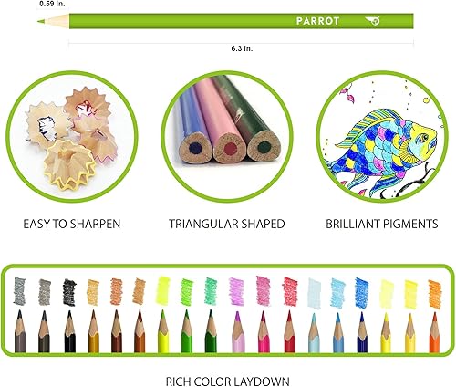 Miniatura 5 de PARROT Premier - Lápices de colores de madera de 72 quilates, núcleo suave, forma triangular, preafilados, para artistas, libros de colorear para