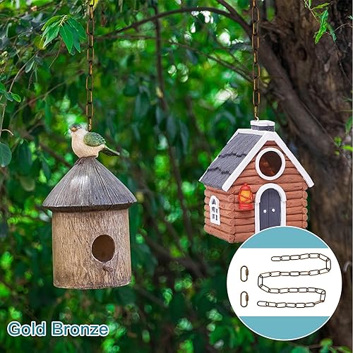 Miniatura 8 de Cadena de iluminación, cadena de lámpara de bronce dorado de 6 pies, extensión de cadena de araña de metal con bloqueo de enlace de conexión, cadena