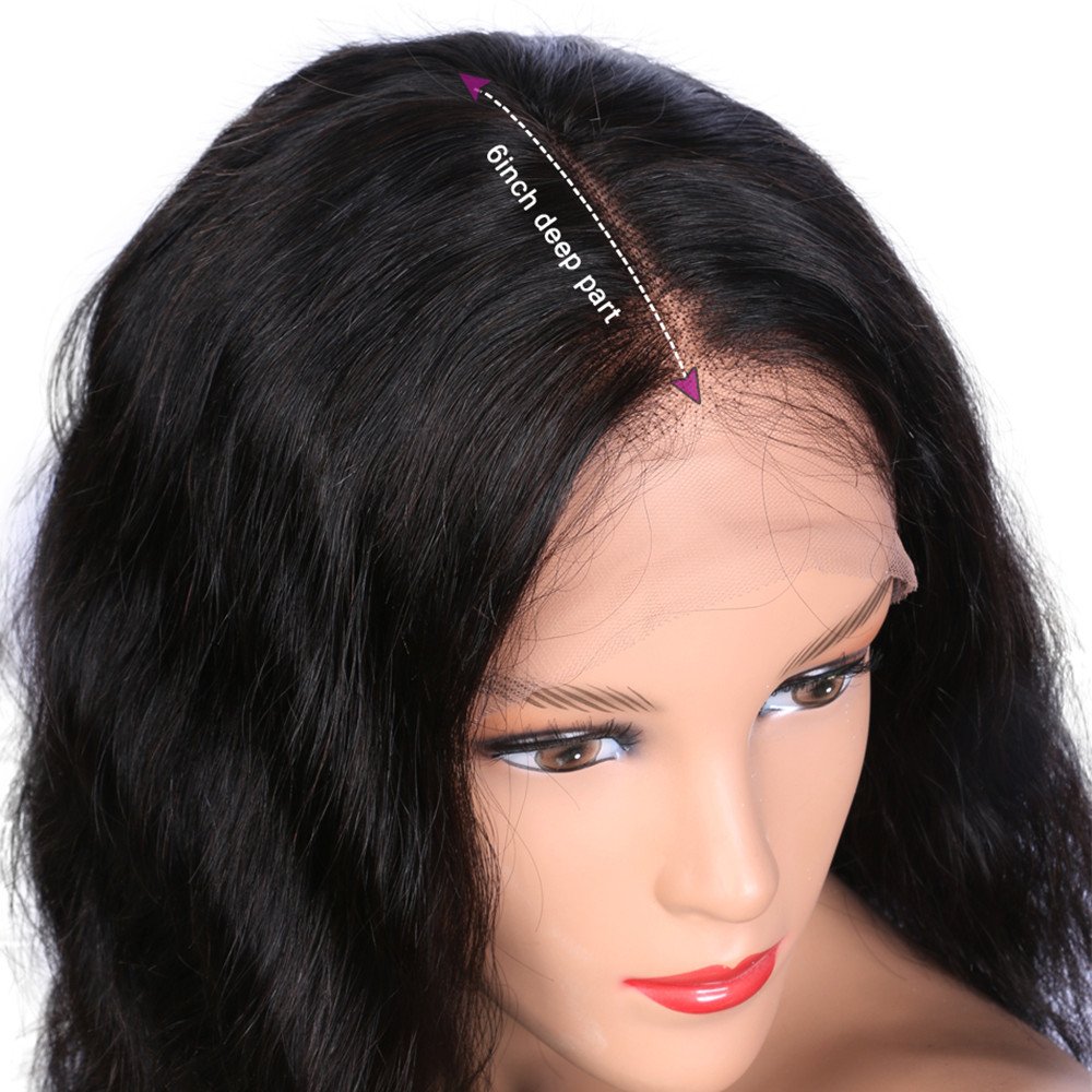 Human Hair Lace Front Wig Glueless Short Bob Wavy 4x4 Closure Wig with Baby Hair for Black Women 16 Inch 130 Density Natural Color