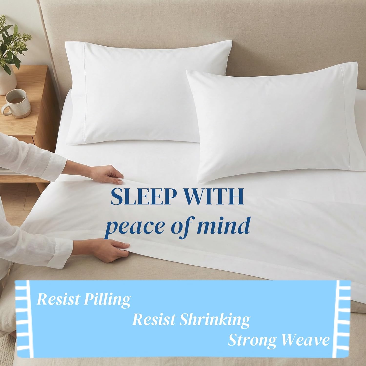 Beckham Hotel Collection Cooling Pillowcases for Hot Sleepers, Standard/Queen Size Set of 2, Cool Bedding, Envelope Closure, Silky Soft, Breathable, Moisture-Wicking, White - Image 8