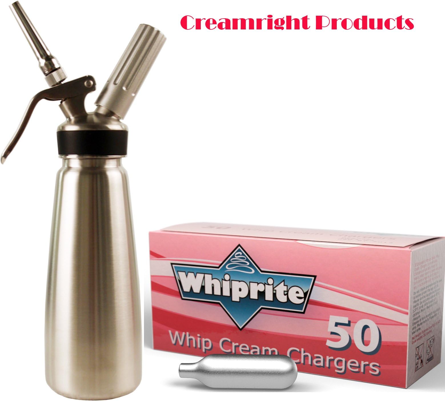 Mosa 1 Pint Stainess Steel Cream Whipper plus 50 WhipRite Chargers