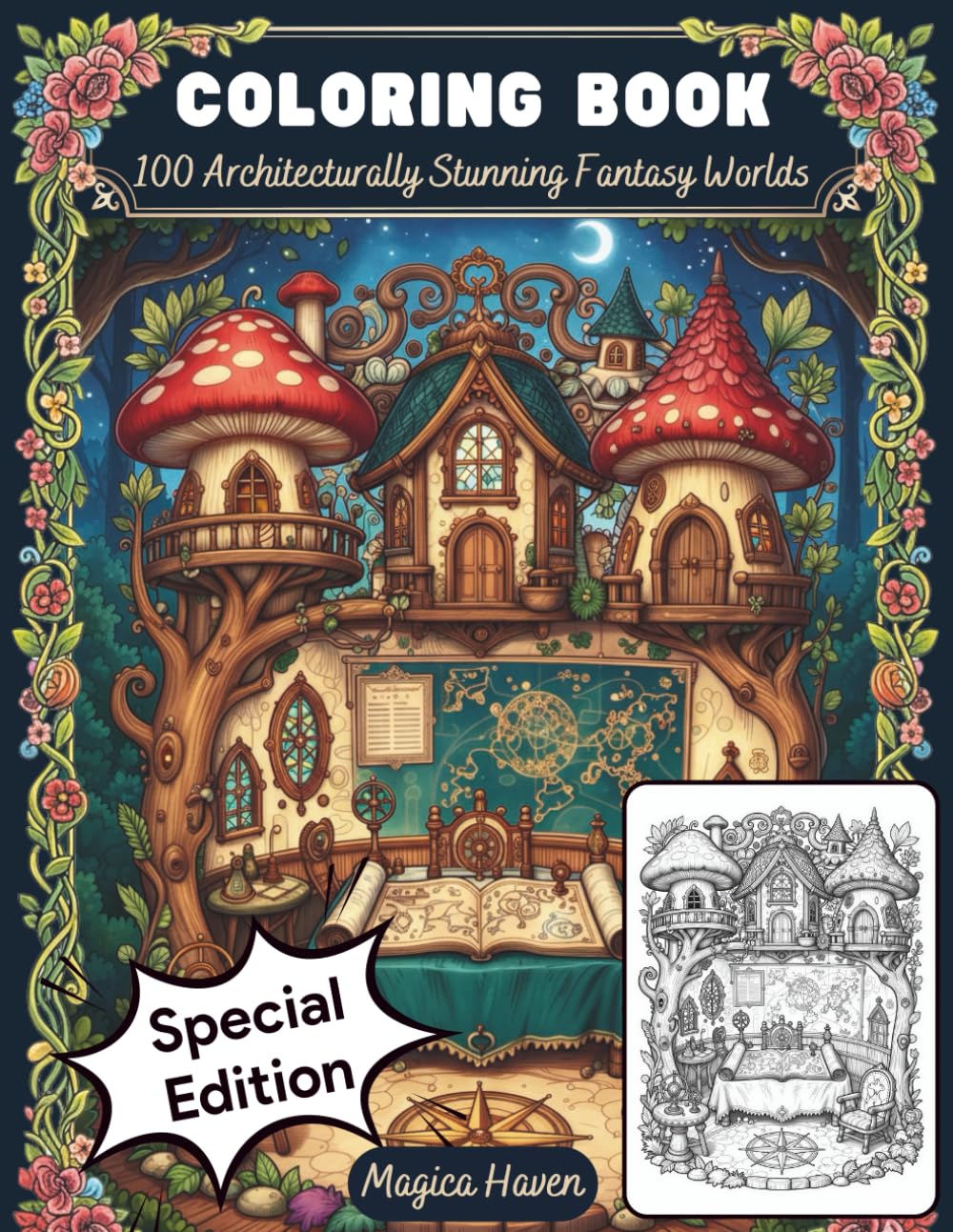 Enchanted Architecture Treasury: A Highly Detailed Coloring Book of Complex Fairy Cottages, Treehouses, and Magical Hideaways for Adults and Teens (Whimsical Fairy Houses)
