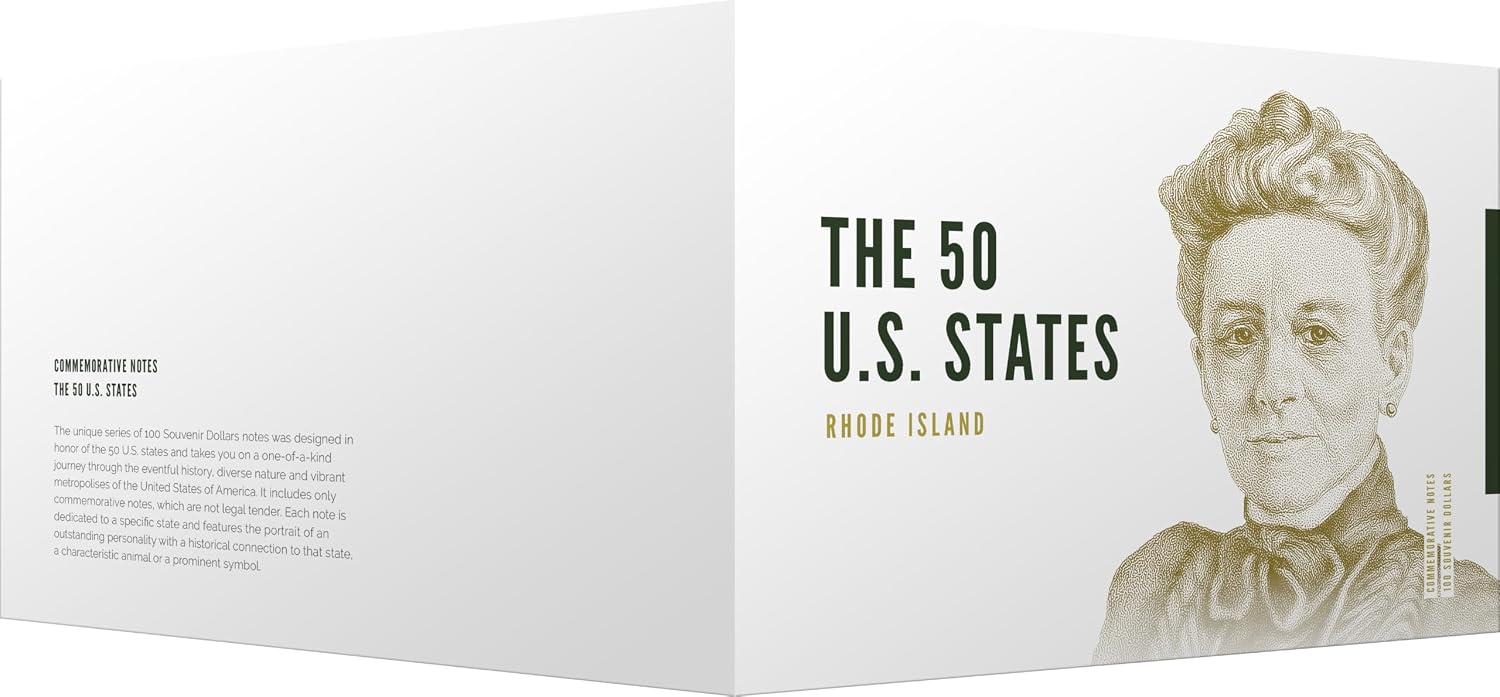 IMPACTO COLECCIONABLES | Rhode Island Souvenir Dollar Note – Novelty Collectible Banknote with UV Details (Not Legal Tender), Part of The 50 U.S. States Commemorative Collection