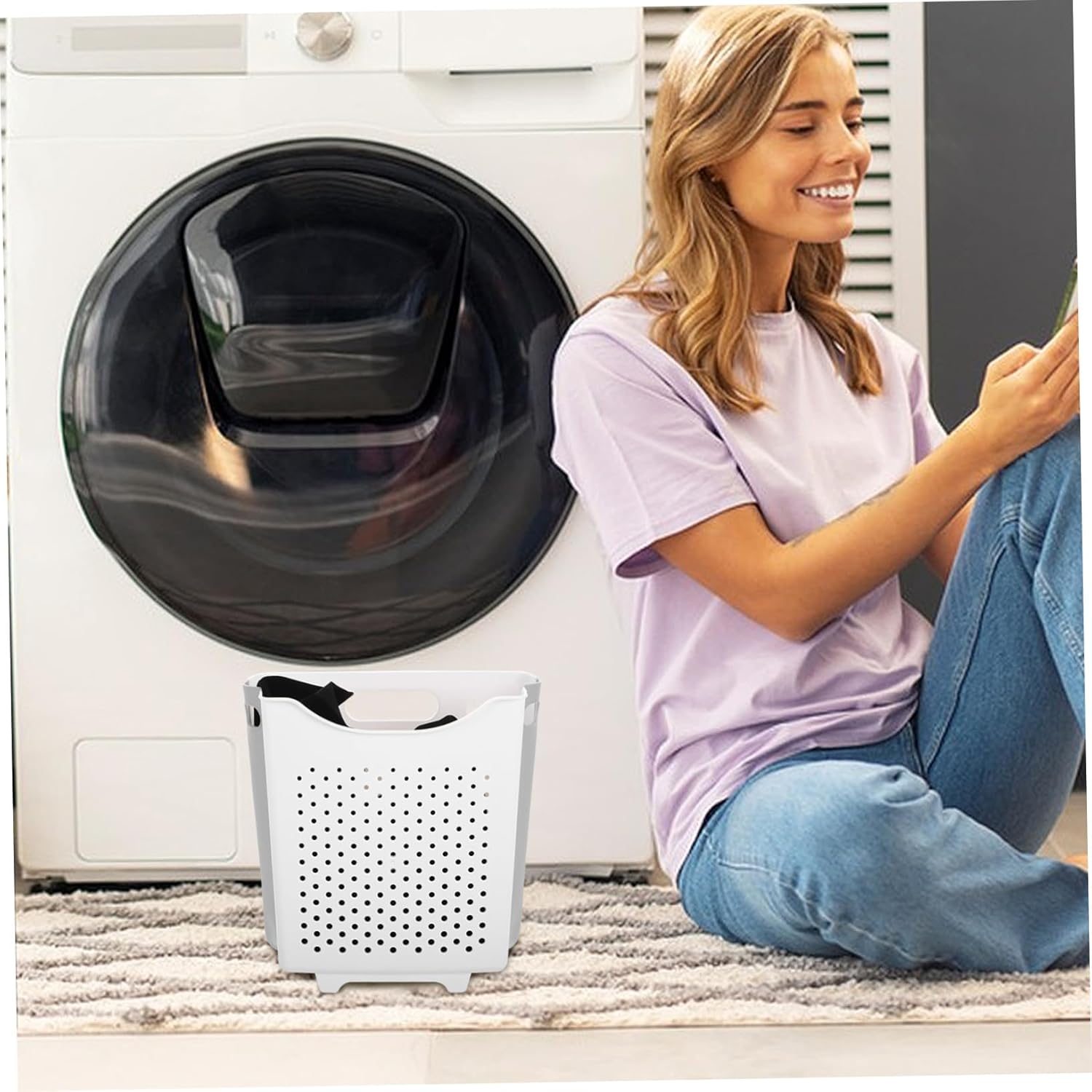PRETYZOOM Foldable Hanging Laundry Basket Wall Mounted Collapsible Hamper Space Saving Laundry Storage Container for Bathroom and Dormitory Dirty Clothes Organizer