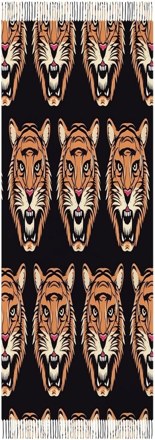 Tiger Head Pattern Scarf for Women Men Classic Fashion Blanket Scarves Soft Cashmere Feel Scarf Cold Weather Warm Long Shawl Winter Large Scarves Classic Blanket Scarfs Thick