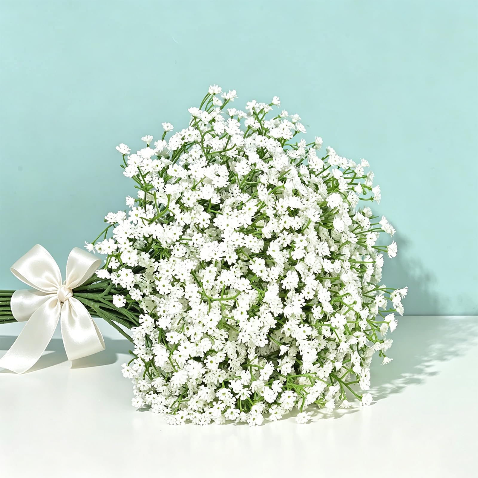 Xazuninsu 20 Pcs Gypsophila Artificial Flowers, Artificial Gypsophila White Real Touch Soft Stems for Wedding Christmas Party Diy Home Decoration