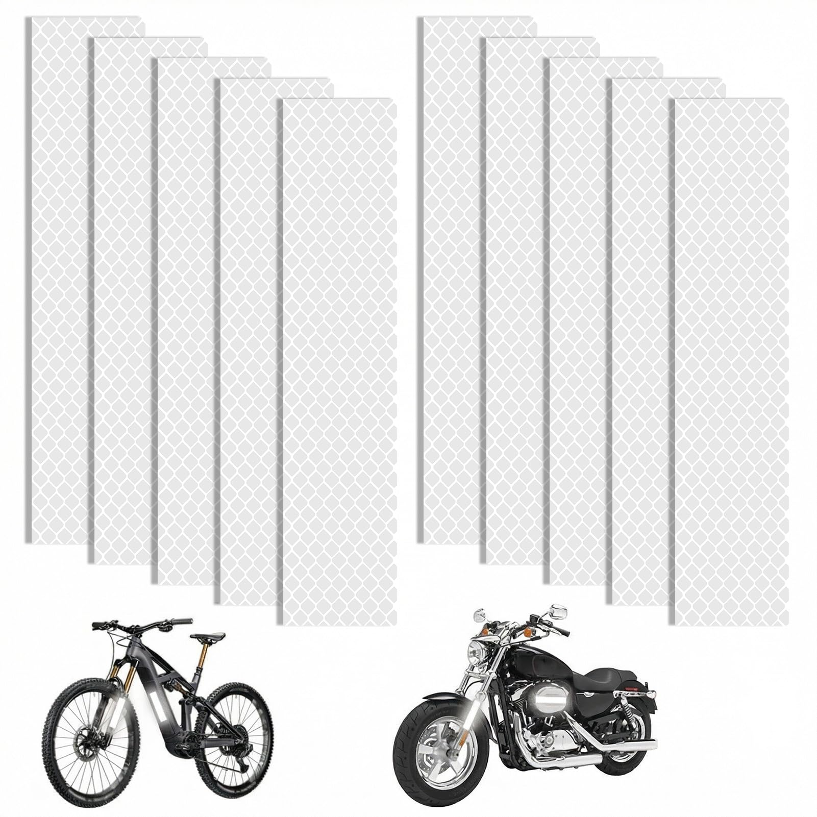 10PCS Reflective Stickers, 15 X 3 cm Diamond Grade Warning Reflective Stickers High Visibility Nighttime Safety Waterproof Self-Adhesive Decals for Motorcycle Vehicle Car Bike Helmet Hard Hat — view 10