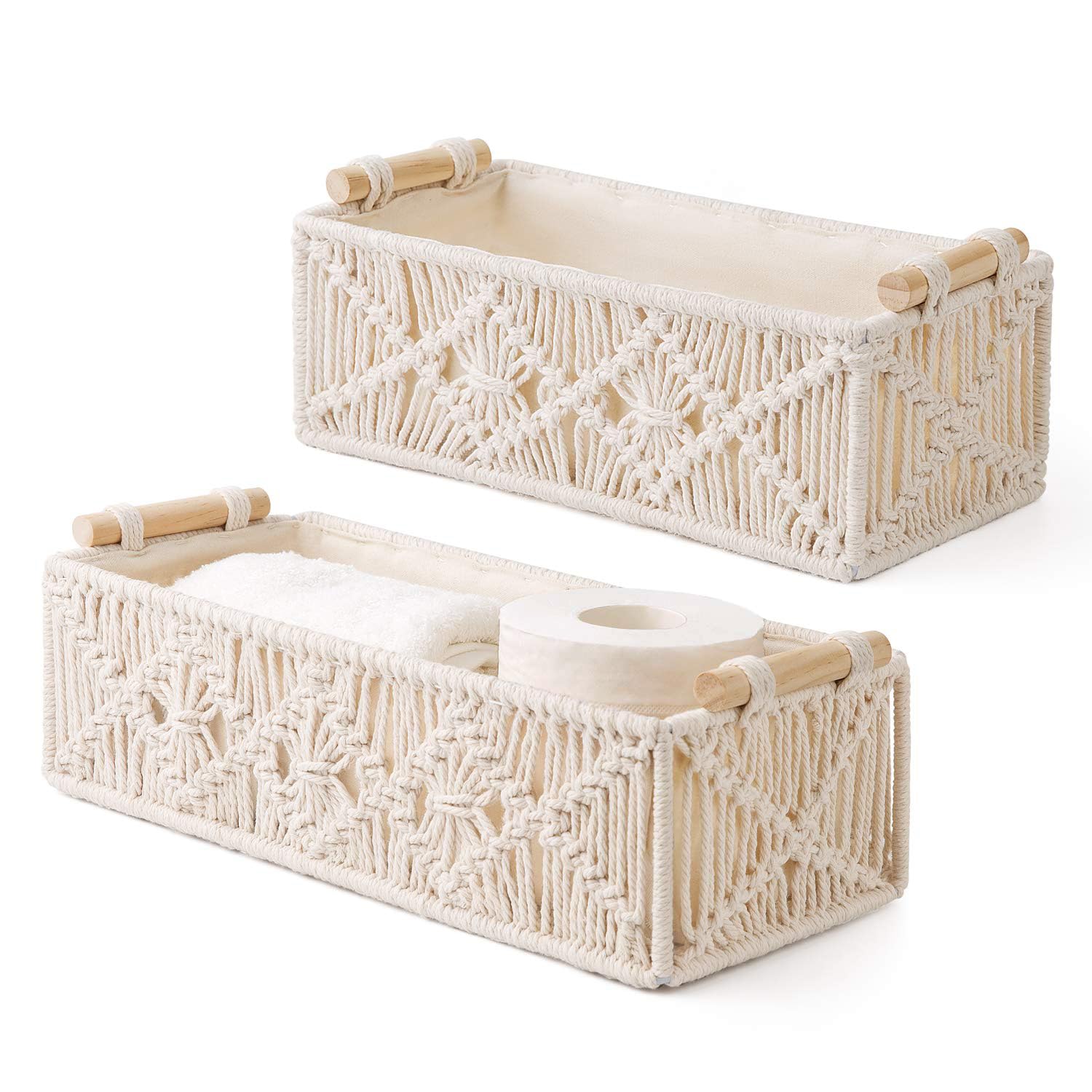 Panier de rangement rectangulaire tressé en lot de 2 pour la maison