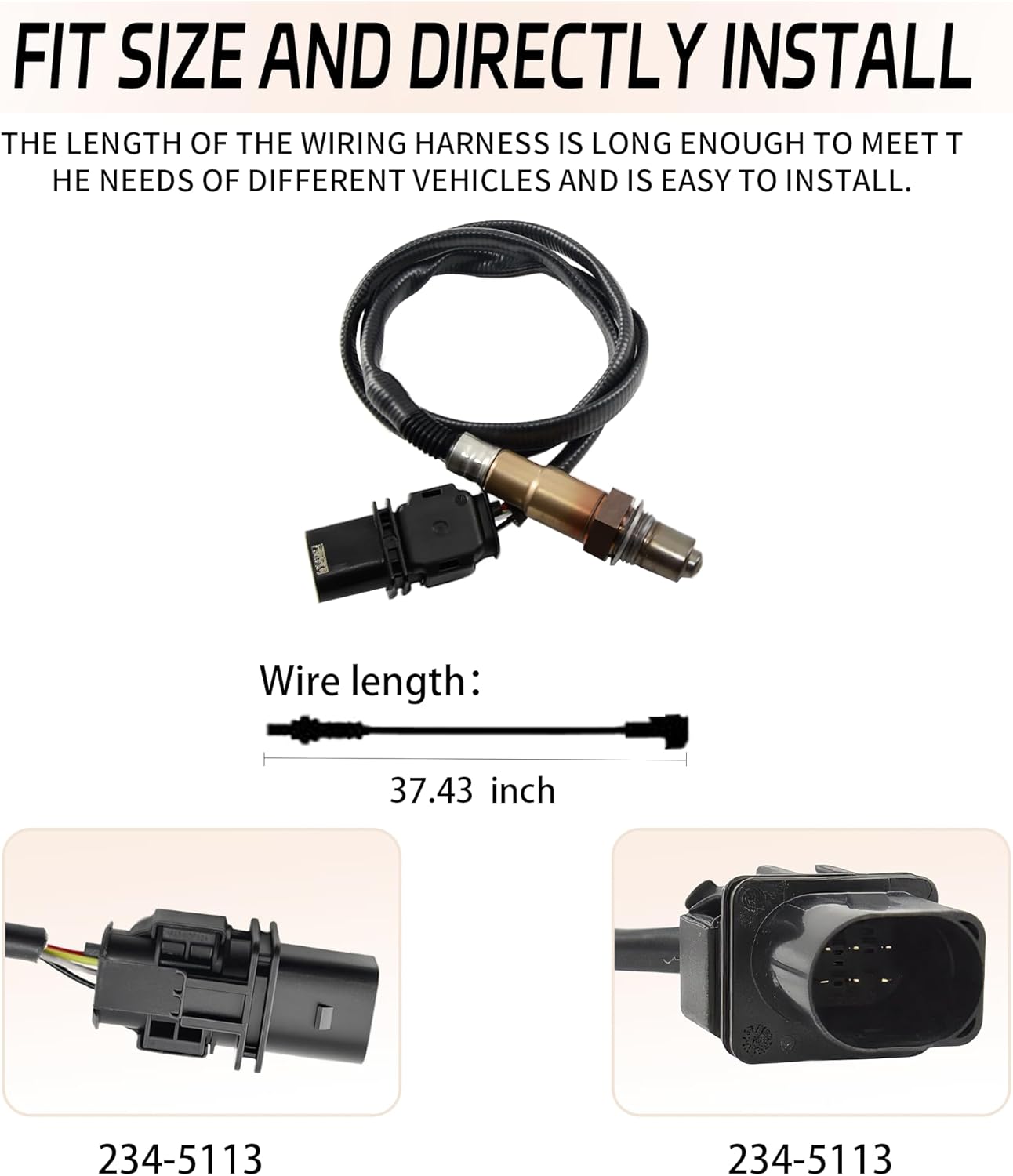 1Pcs Oxygen Sensor Upstream 234-5113 Compatible for 2009-2019 Ford E-150 E-250 E-350 Expedition Explorer F-150 Fiesta Flex Focus Fusion Mustang Police Sedan Police SUV Taurus MKS MKT