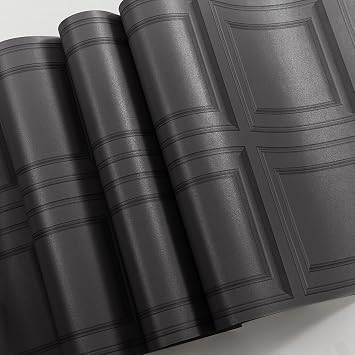 Trafagala 3D Effect Black Panel Wallpaper Wood Panelling Wallpaper Wall Panelling Textured Retro Embossed Tartan Neutral Art Deco for Living Room Feature Wall Bedroom Ceilings