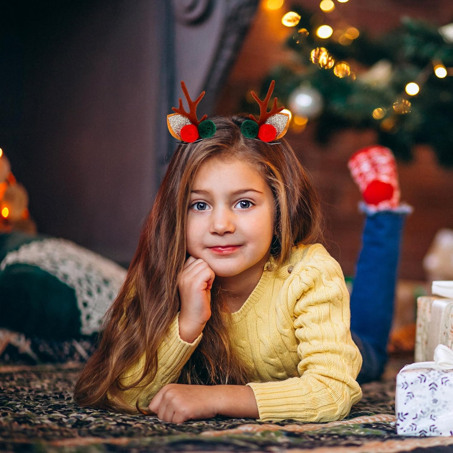3 Pairs Christmas Hair Clips, Christmas Reindeer Antler Hair Pins, Xmas Elk Antler Barrettes for Women Xmas Costume Party Accessories - Image 5