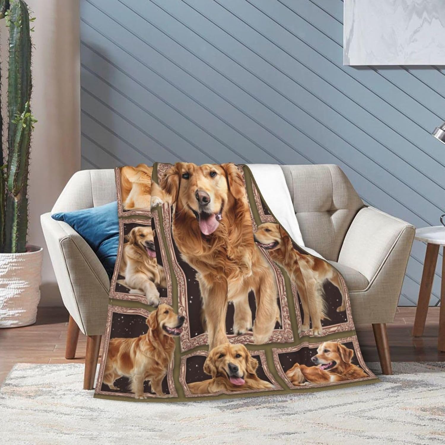 Golden Retriever Blanket for Girls Woman Funny Dog Throw Blanket Golden Retriever Stuff Decor Merch Cozy Flannel Soft Warm Plush Lightweight Bedding Retriever Gifts for Boy Man Sofa Bedding 80"X60"