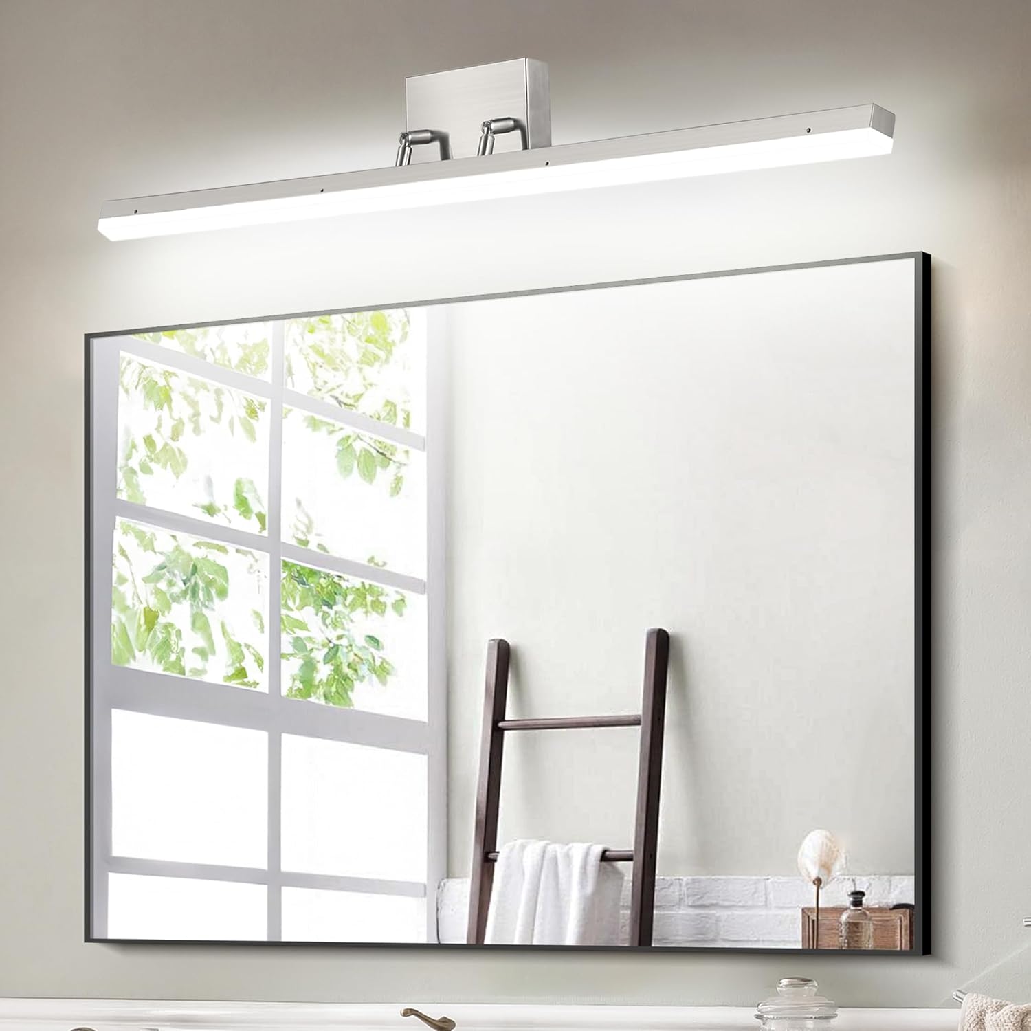 36 inch LED Modern Bathroom Vanity Lighting Fixtures Over Mirror, Brushed Nickel Adjustable Makeup Vanity Light Bar Dimmable 36W 5000K Cool White