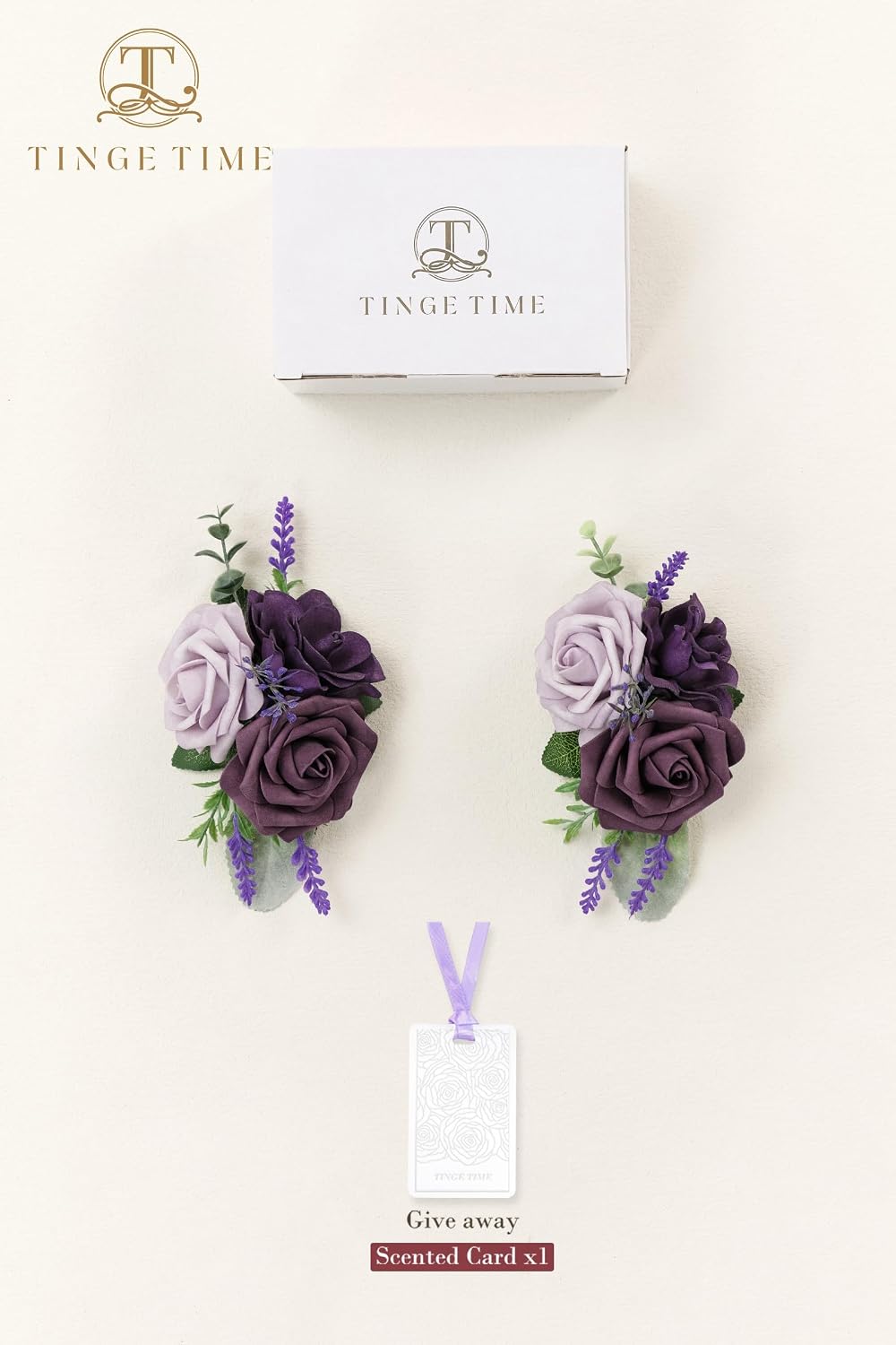 TINGE TIME Artificial Shoulder Corsages Flowers, Set of 2, Mother of The Bride Floral Corsage for Wedding Ceremony Anniversary Formal Dinner Party (Lavender & Plum)