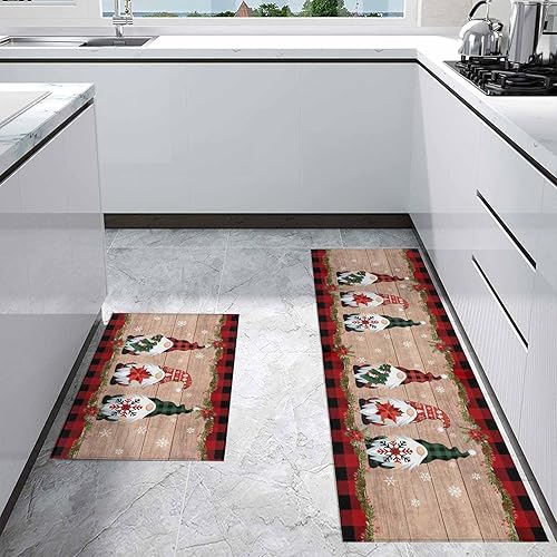 Miniatura 129 de Alfombras de cocina de Navidad absorbentes antideslizantes para piso, árbol de Navidad, muñeco de nieve y copo de nieve, alfombras y tapetes