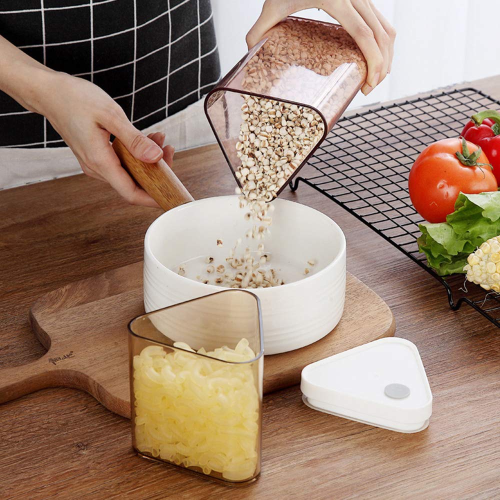 Pojemnik do przechowywania żywności z hermetycznymi pokrywkami, bez BPA, plastikowy 3-częściowy zestaw do układania w stos trwały kuchenny pojemnik na zboża, utrzymuje suchość świeżość, przezroczysty