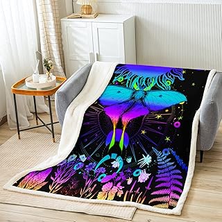 Boho Butterfly Moth Throw Blanket Sun And Moon Galaxy Throw Blanket Queen 90