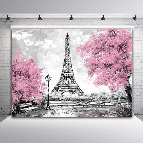 Miniatura 2 de Fondo de fotografía de vinilo de 7 x 5 pies para niños, fiesta de cumpleaños temática Eiffel de París, Día de San Valentín, cabinas de fotos,