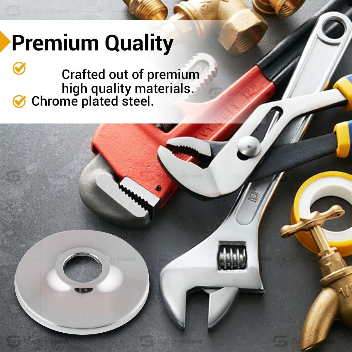 Supply Giant F-25344-25 2 inch IPS Sure Grip Flange Escutcheon Plate for Steel Tubing, Shallow, Chrome (Pack of 25)