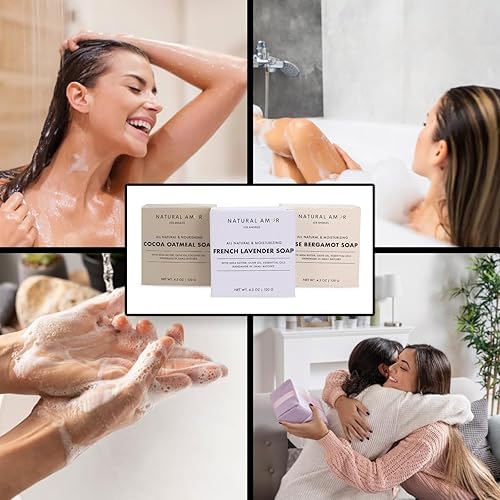 Miniatura 25 de Natural Amor - Juego de barra de jabón orgánica hecha a mano (paquete de 4), hecha con ingredientes naturales, jabón de proceso frío, juego