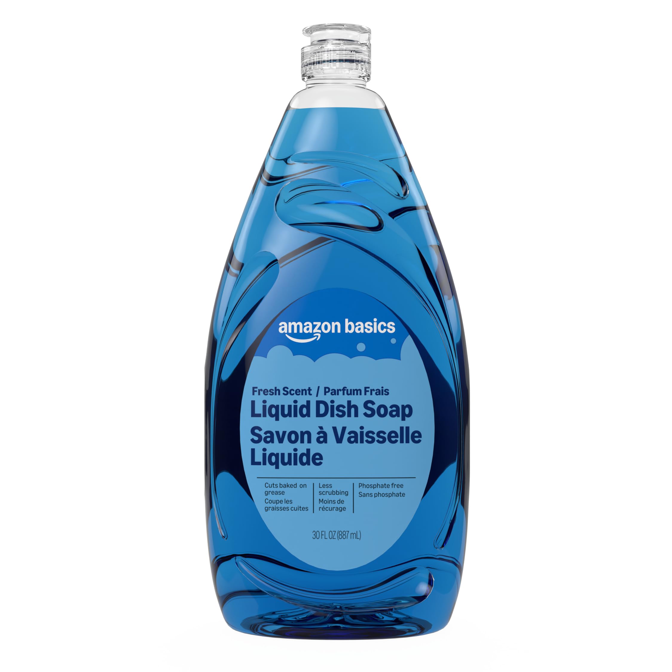 Amazon Basics Liquid Dish Soap, Fresh Scent, Grease-cutting Formula, 30 Fl Oz, Pack of 1
