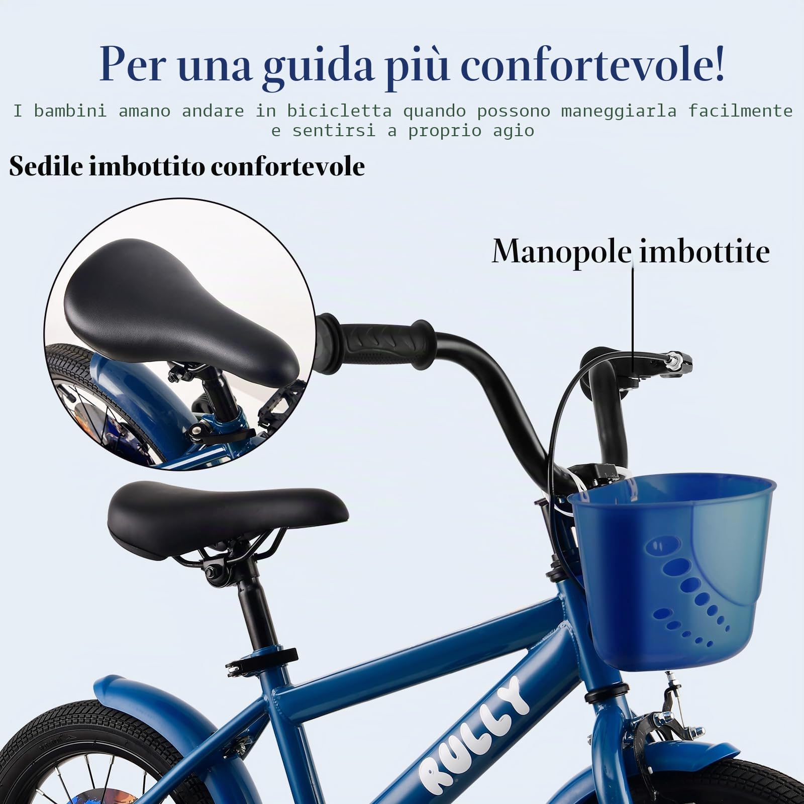 RULLY Dinosaur Bicicletta per Bambino 12, 14, 16 Pollici per Età 2-7 Anni, Stile BMX con Rotelle, Bicicletta per Bambini Piccoli Disponibile in Vari Colori