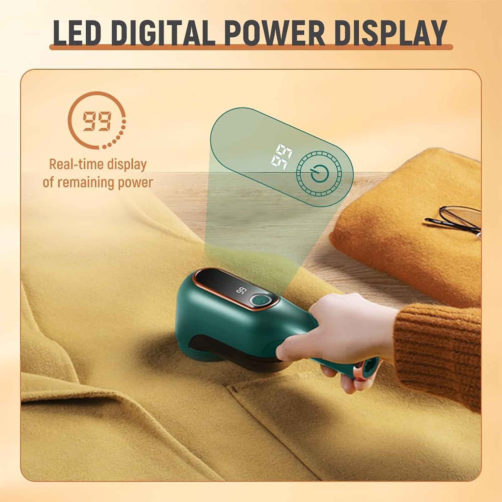 Nuevo Quitapelusas Eléctrico Recargable, Quitapelusas con Pantalla Digital con Cuchillas De 6 Hojas, 2 Velocidades Ajustables para Ropa Alfombra Sofá