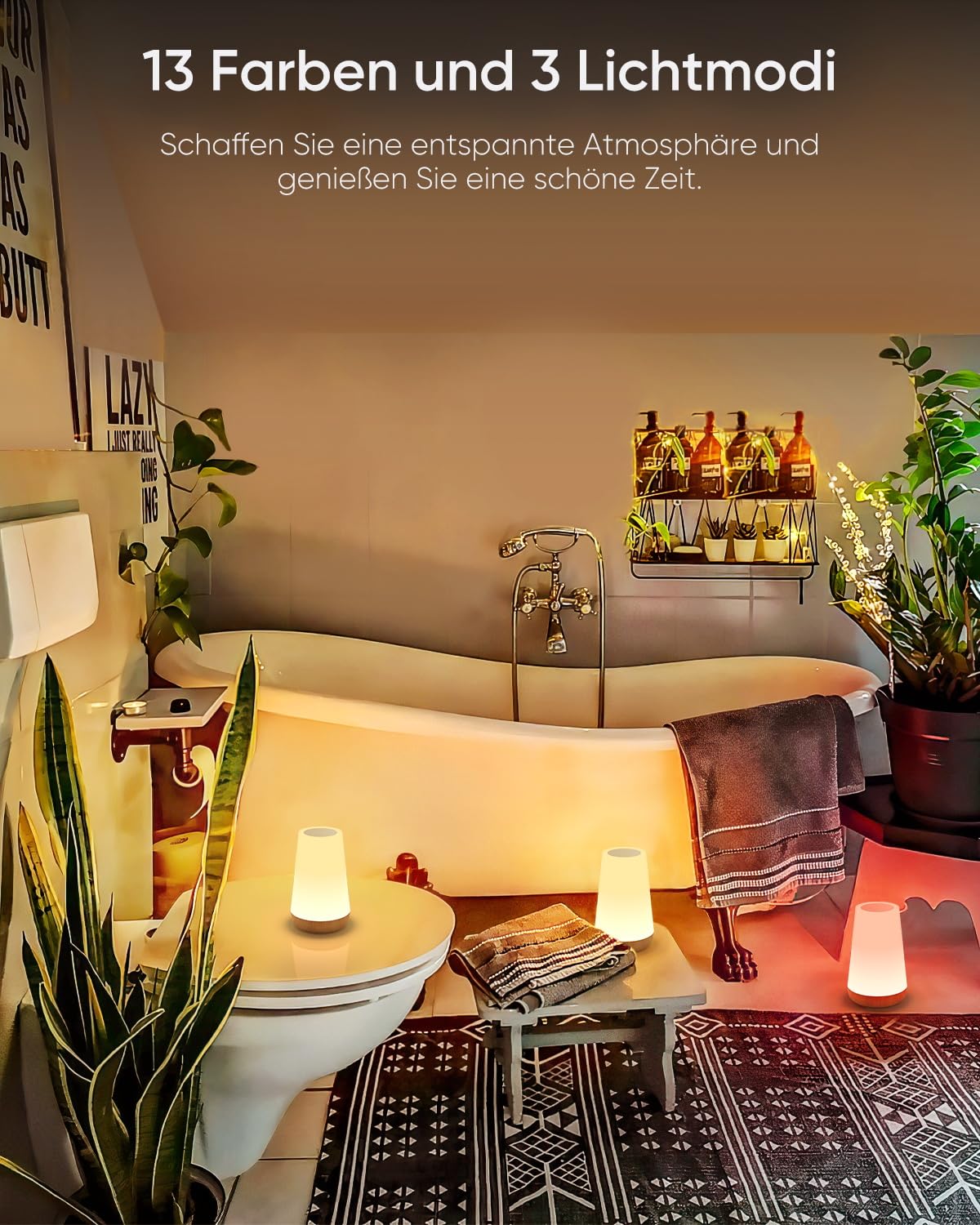 Bonsery Nachttischlampe 2er Set, Led Nachttischlampe Touch Dimmbar USB Aufladbar mit Fernbedienung, Nachtlicht Kinder mit 13 Farben 3 Modi, Tischlampe Kabellos mit Timer für Schlafzimmer Wohnzimmer