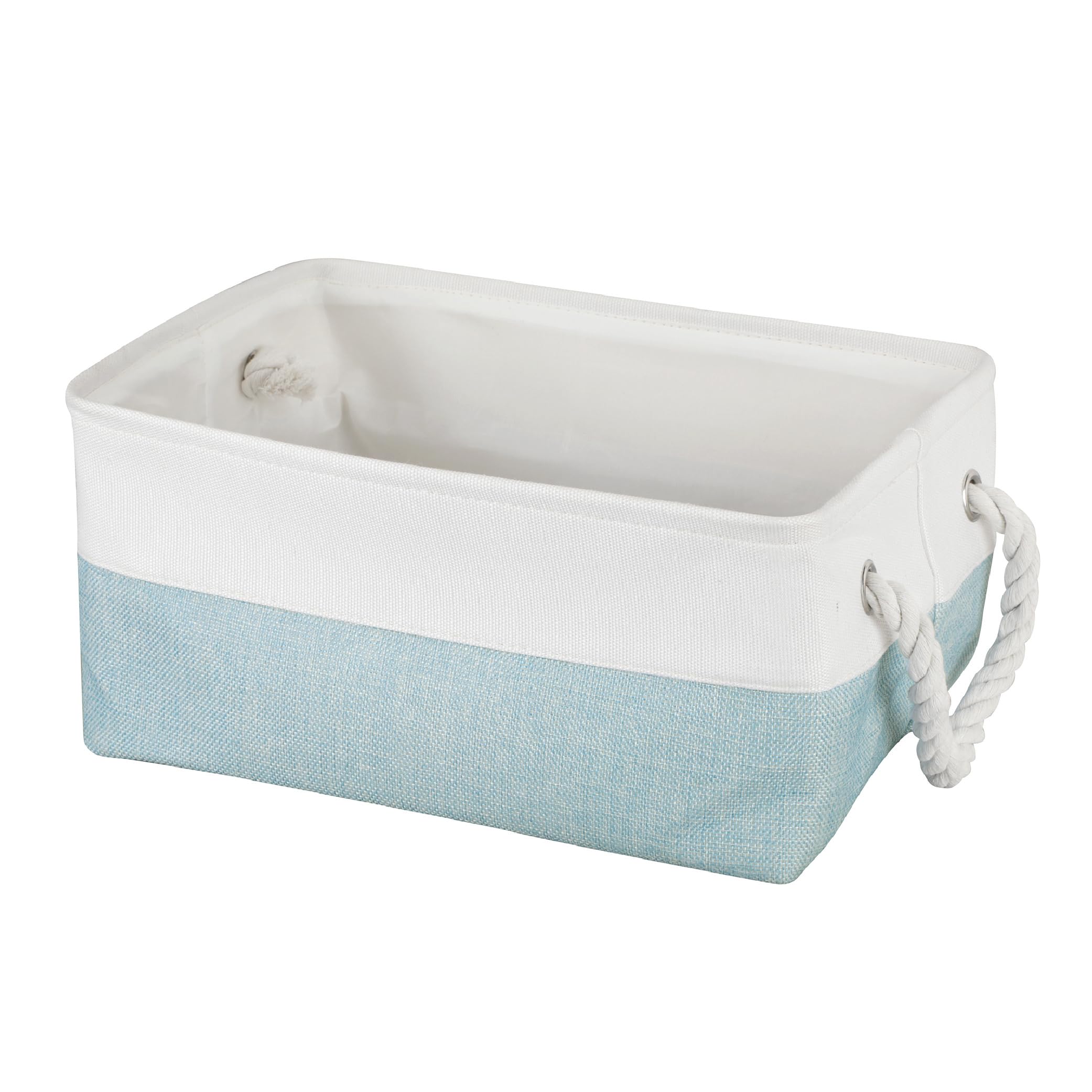 Kolorr CottonCove Cloth Basket/Bag - Medium - Pack of 1 I Fabric Storage Cubes Organizer with Handles Foldable Storage Baskets for Organizing Toys, Books, Shelves, Closet, Large Storage Box - Blue