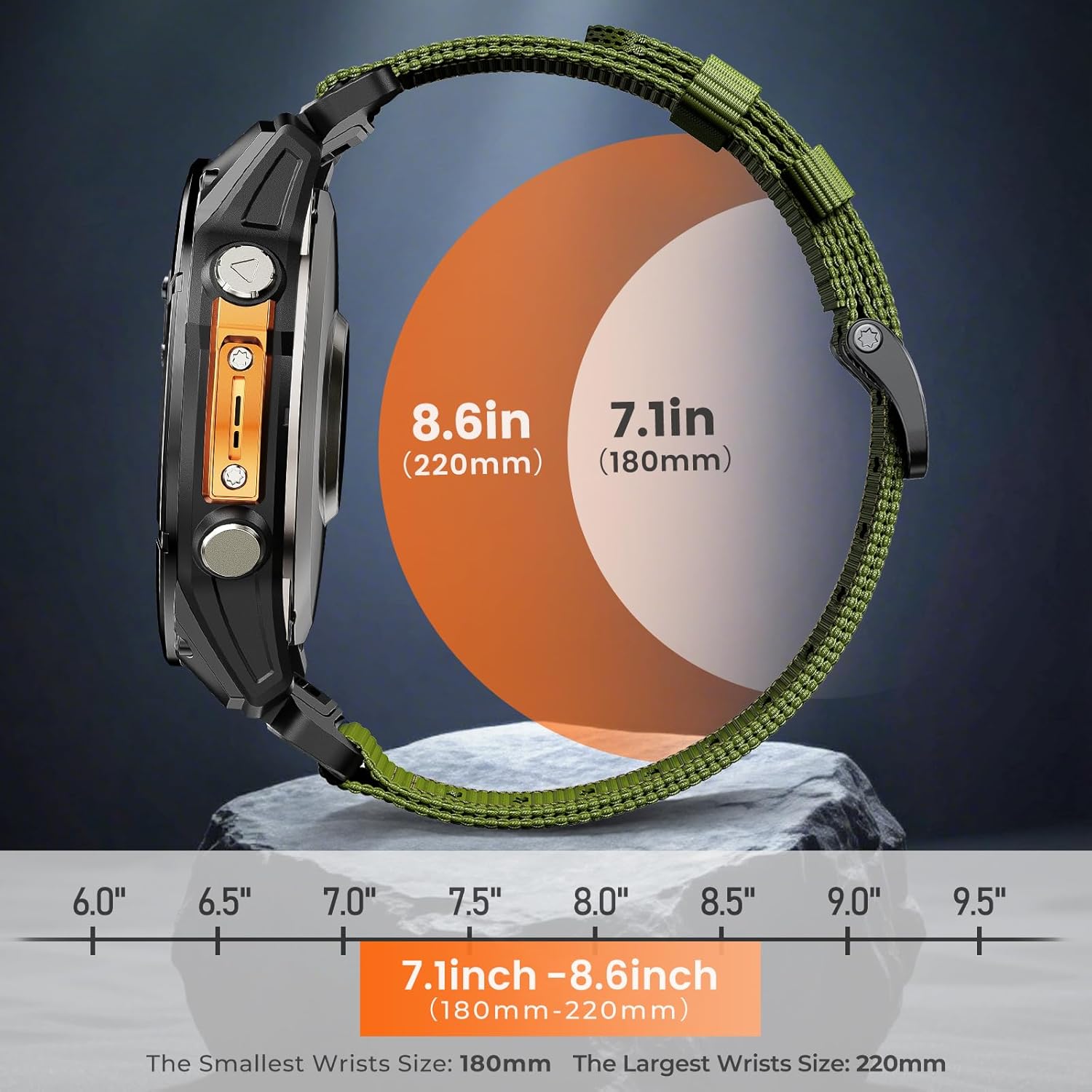 Compatible with Garmin Fenix 6 Watch Band for Fenix 8 47mm/8 Pro 47mm/7/6 Pro/5/5 plus, 22mm Quickfit Nylon Sport Watch Strap for Forerunner 945/965/935/Epix gen 2/Instinct, Black+Army Green - Image 7