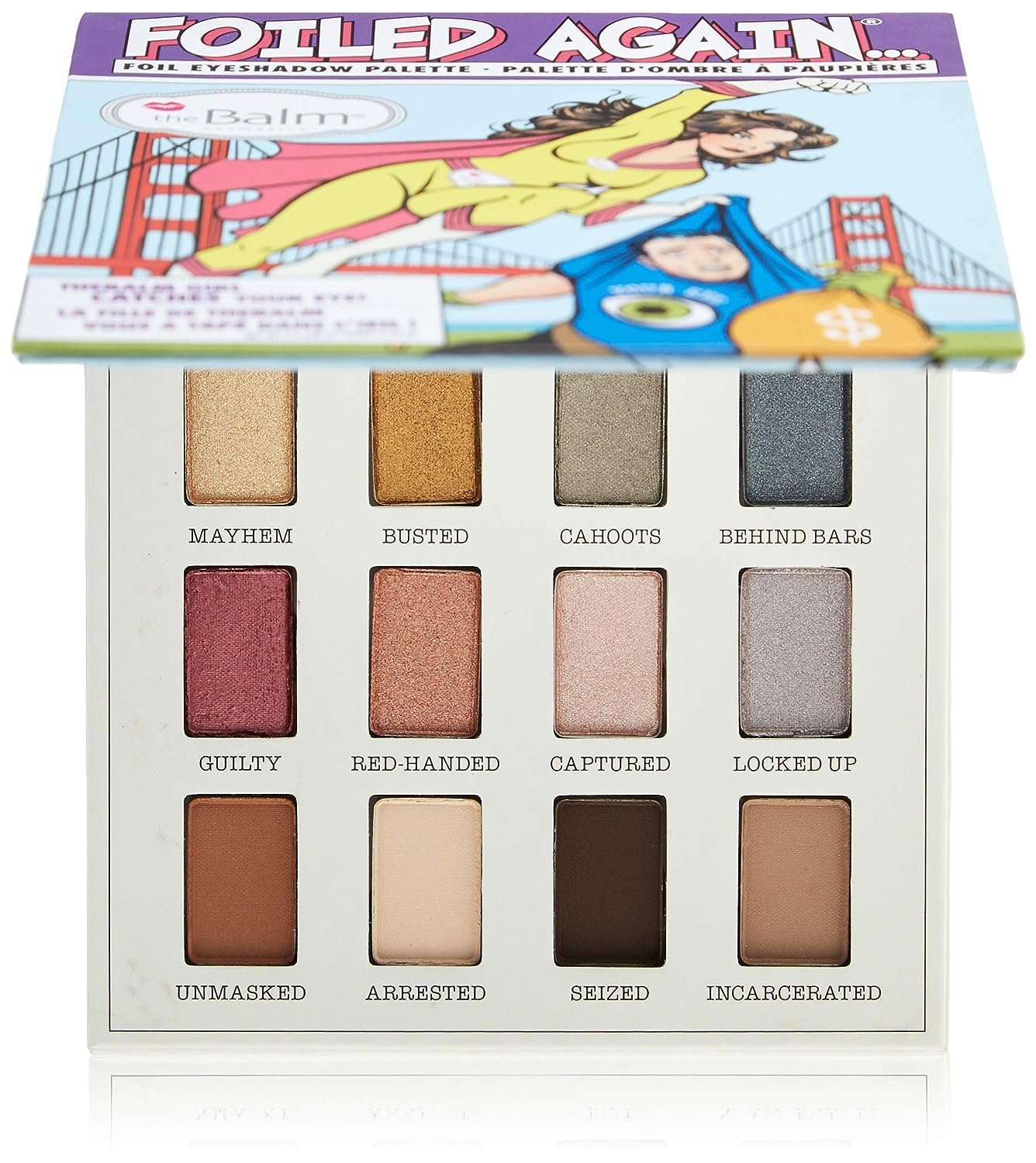 theBalm Foiled Again Eye Shadow Palette, Long-Lasting, Pigmented Matte, Supernatural Shine, Wet or Dry Formulas, Reflective Finishes, Multi-Color 0.34 oz