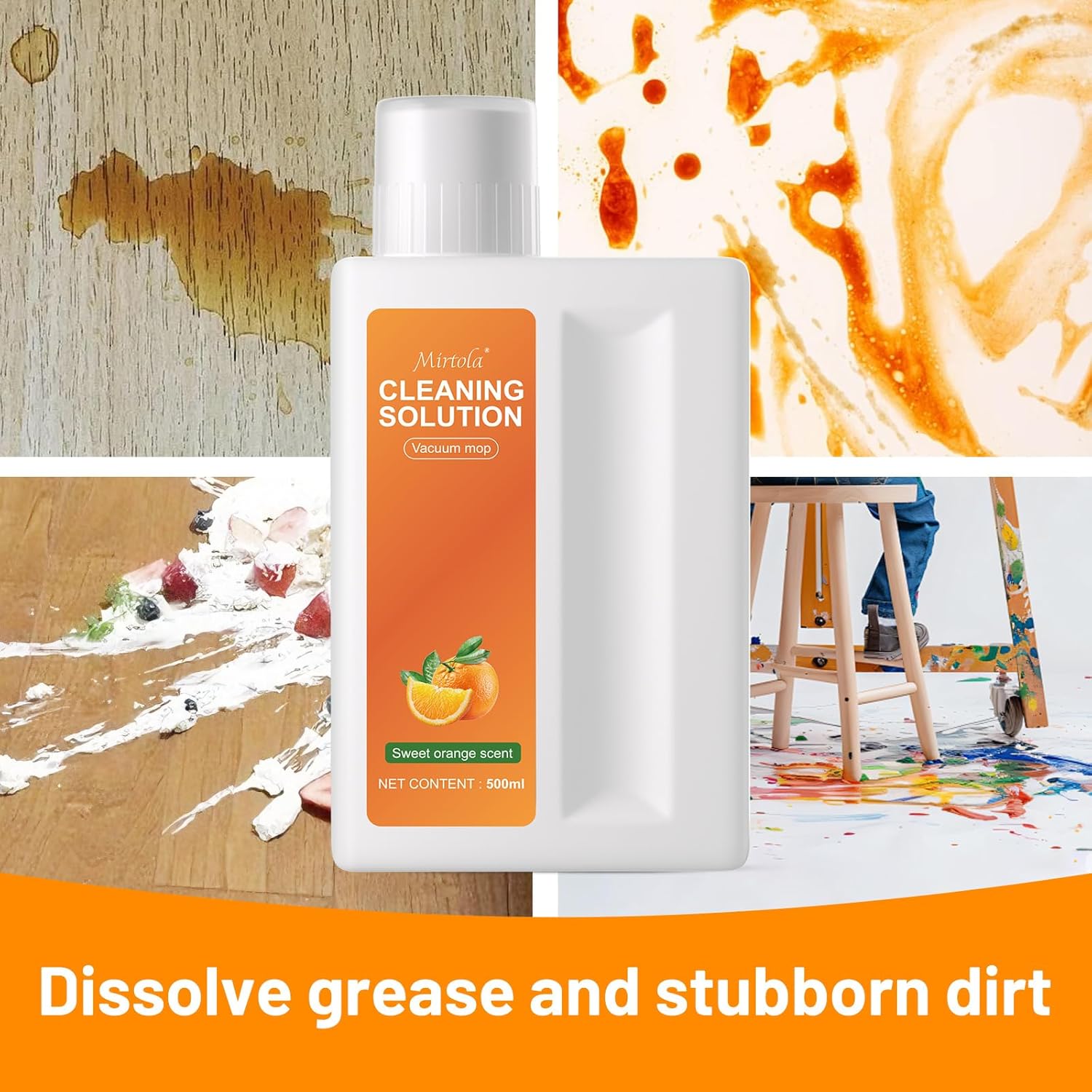 Sweet Orange Scent Floor Cleaning Solution Compatible with Dreame Cleaning Solution, Floor Cleaner for Hardwood Tile Hardfloor, Compatible Robot Vacuums with Mopping and Wet Dry Vacuum (2 bottles)