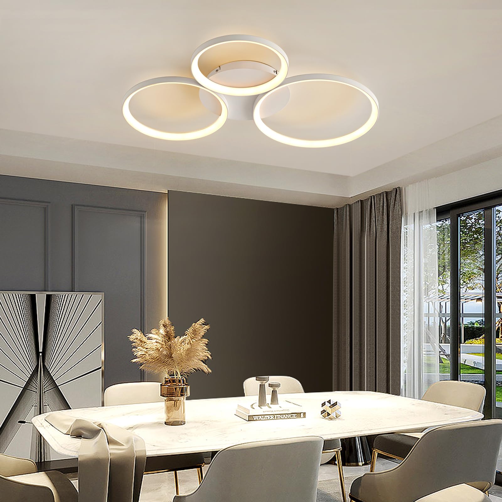 YZBEIMDAI Moderna Dimmerabile Plafoniera LED, Lampada da Soffitto Rotonda, funzione di memoria, timer, Plafoniera Moderna Per Soggiorno con Telecomando, per Soggiorno, Camera, Sala da Pranzo