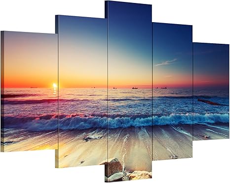 Amazon Co Jp Royllent アートパネル モダン 現代 海の景色 夜明けの海 キャンバス絵画 5パネルセット 木枠付きの完成品 ホーム キッチン Amazon Co Jp Royllent アートパネル モダン 現代 海の景色 夜明けの海 キャンバス絵画 5パネルセット 木枠付きの完成品 ホーム キッチン