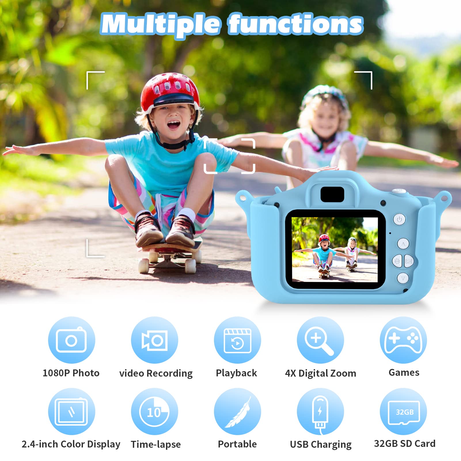 Appareil Photo pour Enfants, Enfant Appareil Photo Numérique, Mini Caméra Rechargeable Caméscope Appareil Photo pour Enfants, Enfant Appareil Photo Numérique, Mini Caméra Rechargeable Caméscope