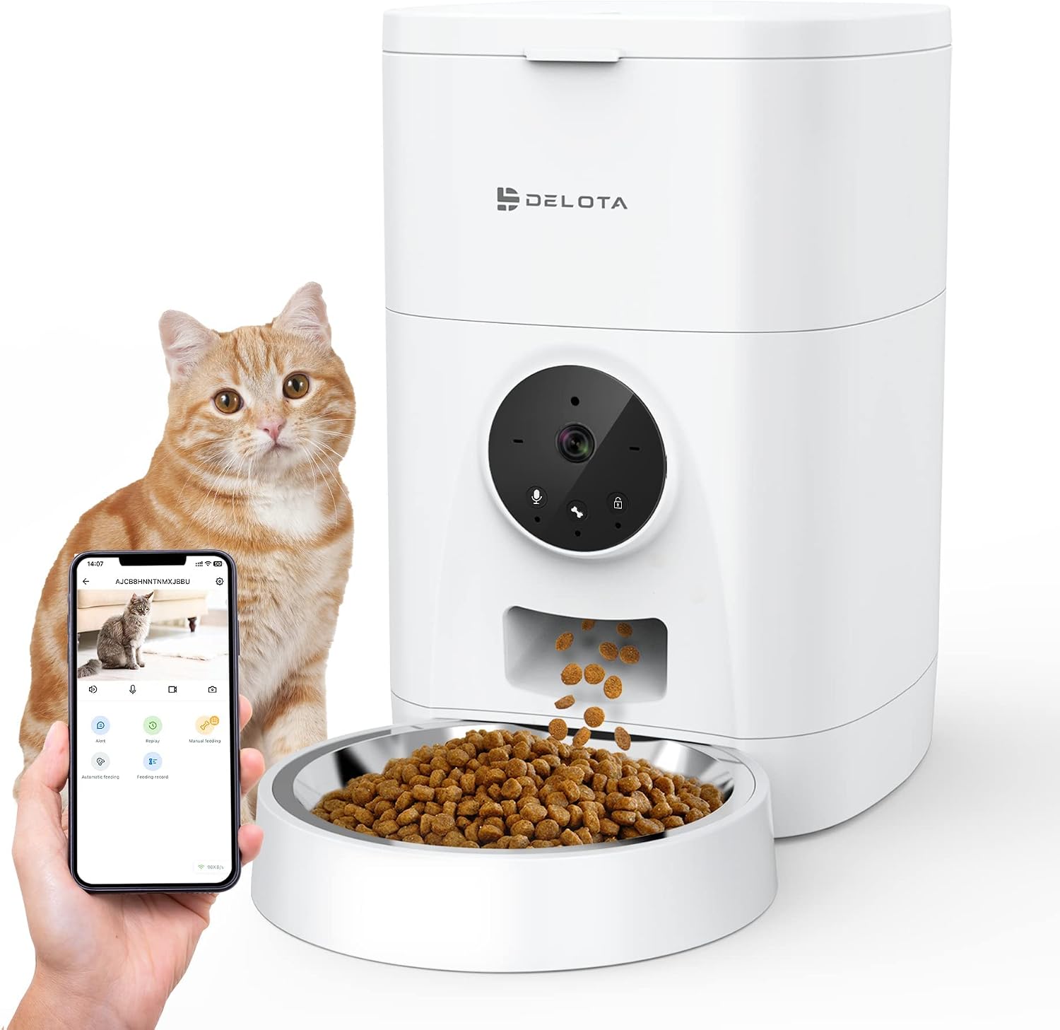 Automatic Pet Feeder for Cats and Dogs, 4L Automatic Cat Feeders with 4MP Camera, 10s Voice Recorder, 2.4G WiFi Cat Feeder Automatic…