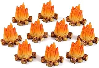 jarbins 10Pcs Fake Fire Bonfire Model Miniature Fire Figurine Fake Camp Fire Resin Toys Pretend Fire Pit for Kids Micro Scene Prop Flower Pot Decor Mini Flame Toy Dollhouse Accessories Toy Fire Decor