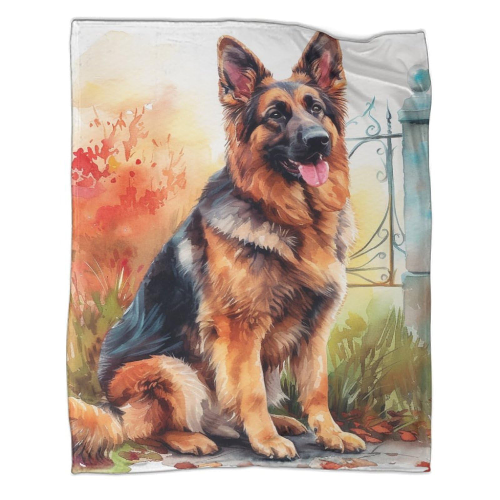 Couverture berger allemand chaude et moelleuse pour canapé lit voyage adultes