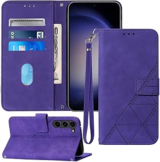 S23 Case Wallet,for Galaxy S23 Case,[Kickstand][Wrist Strap][Card Holder Slots] TPU Interior Protective for Samsung Galaxy S23 Case,PU Leather Folio Flip Cover for Samsung S23 Case 2023 (Purple)