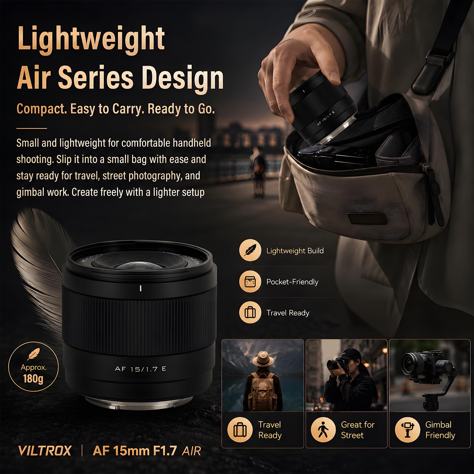 VILTROX 15mm F1.7 Objectif Automatique Appareils Photo Monture E Sony Lens Grand Angle Grande Ouverture STM Compatible Appareils Photo APS-C Sony A5000 A5100 A6000 A6100 A6300 A6400 A6500