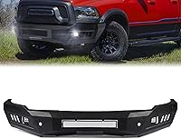 Vista 8 de Parachoques delantero todoterreno para RAM 1500 2013-2018, parachoques delantero de ancho completo 5 luces en D, barra de toro placa de cabrestante