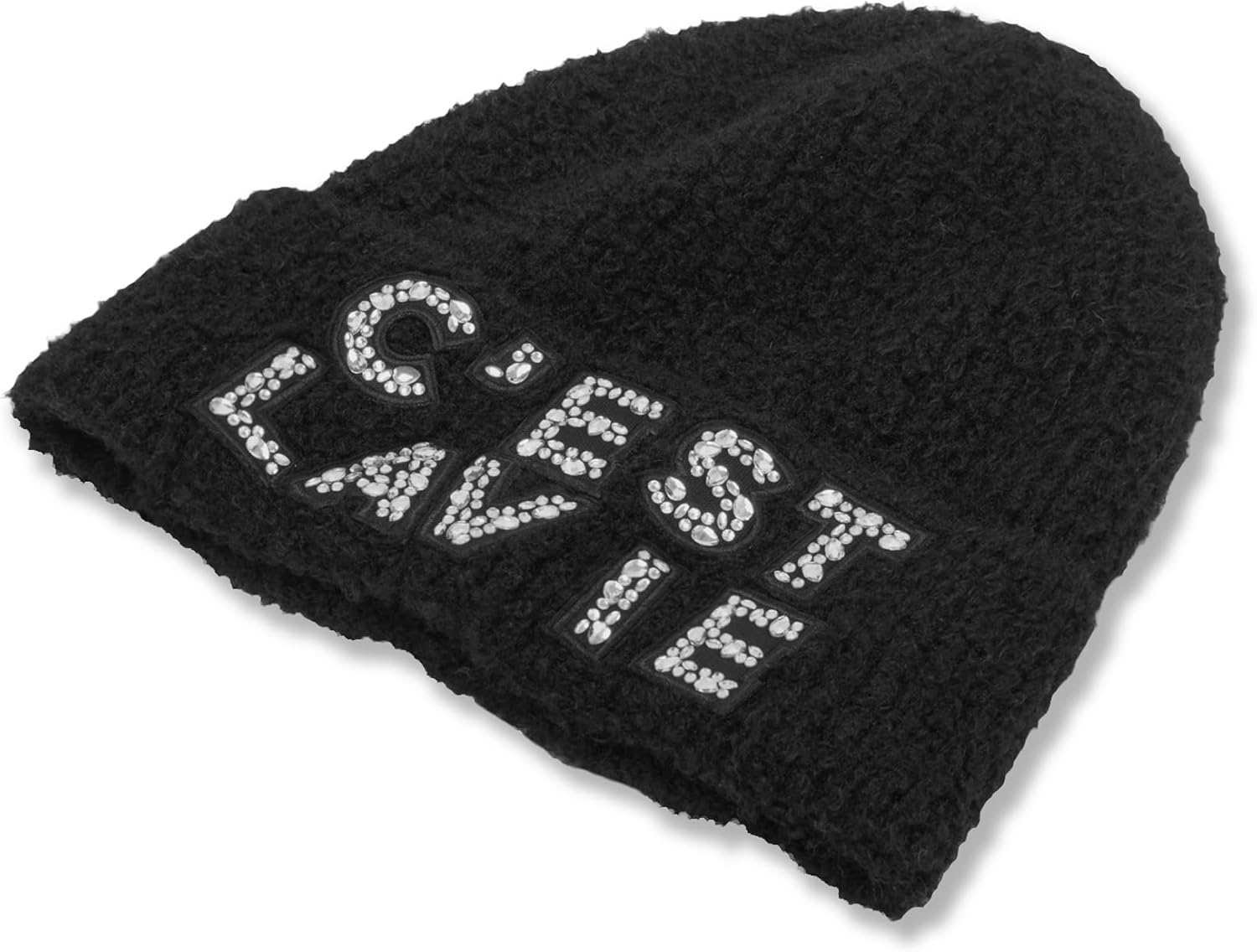 Karl Lagerfeld Girls C'est Lav Ie Embroidered Fur Beanie - Image 3