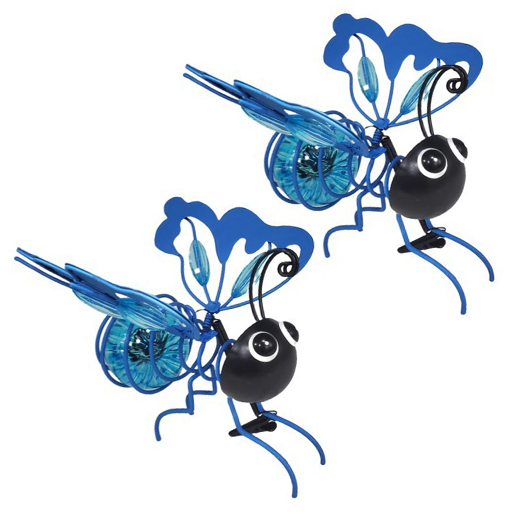 2pcs Solar Bee Lights Outdoor, Hanging Bee Solar Light Decor for Outside, Waterproof Metal Led Garden Ornaments (Blue) Lights Outdoor
