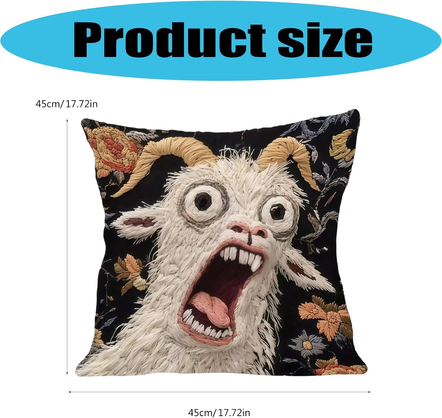 Screaming Goat Pillow Case Plush Fabric 45x45cm, B