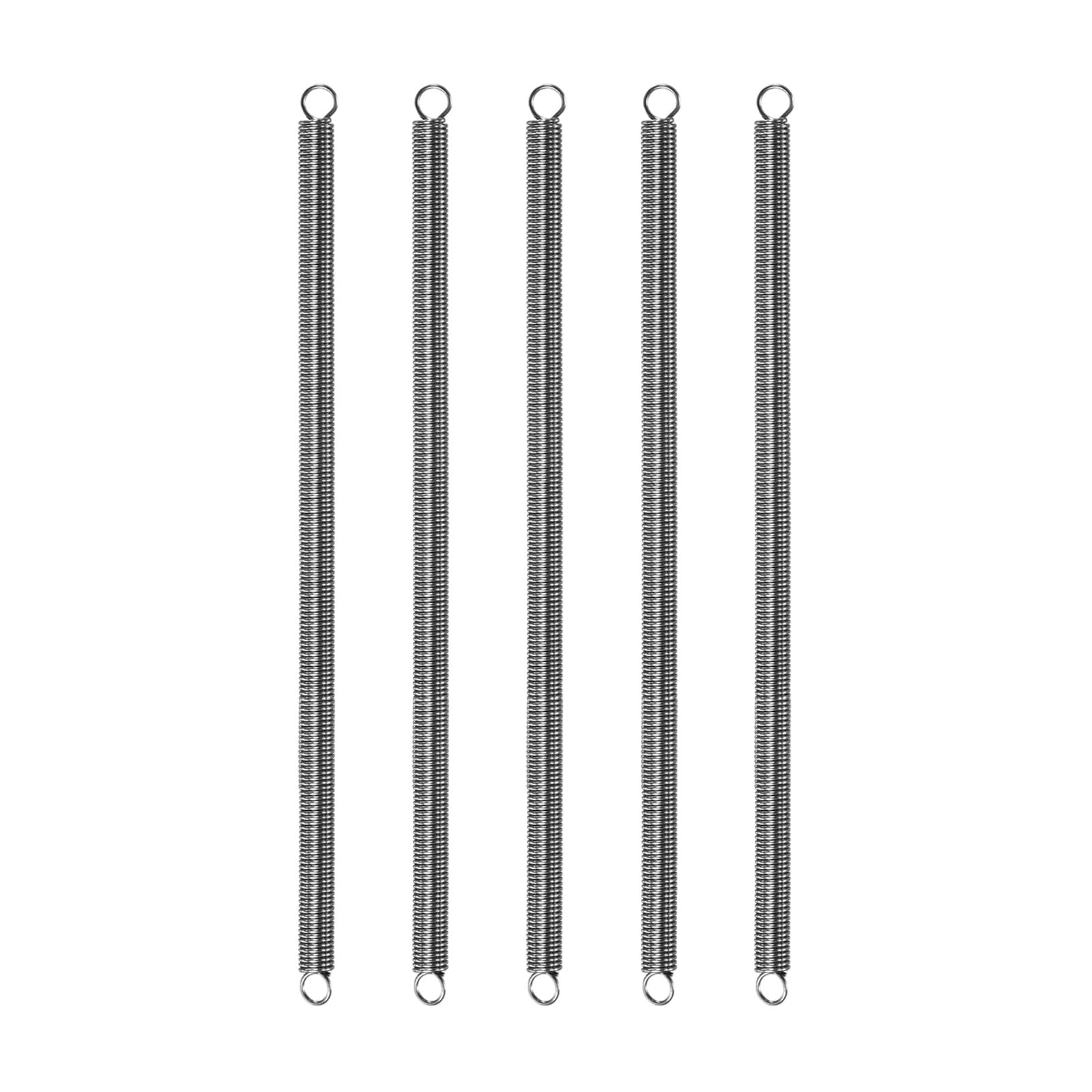 M METERXITY 5-Pack Extension Springs, 150mm Length 6mm OD 304 Stainless Steel Dual Hook Tension Spring for DIY/Garden Tool/Mechanical Repair Replacement [Silver Tone, 0.8mm Wire Size]