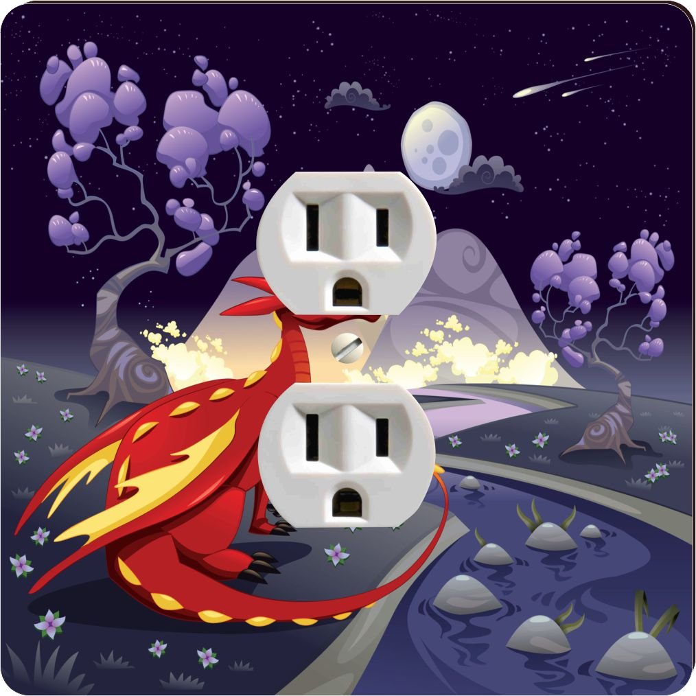 Plaque de sortie motif dragon dans la nuit Outlet 8889 avec surface anti-rayures durable