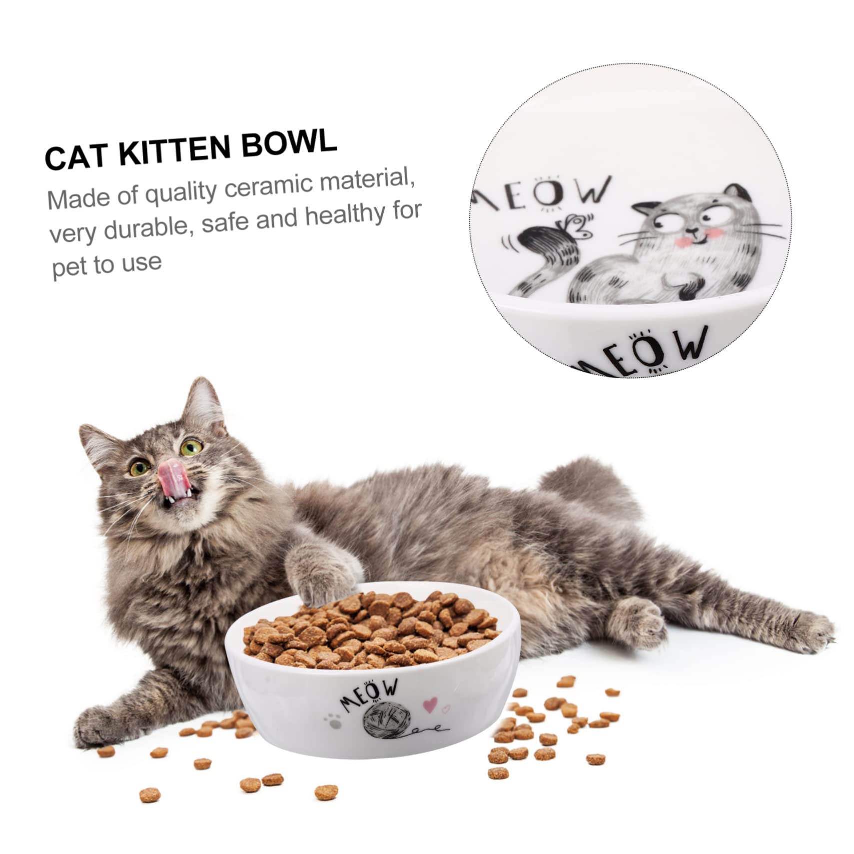 Comedero para Gatos de Cerámica con Diseño Adorable Cuenco Antideslizante para Alimentación y Agua Fácil de Limpiar para Gatitos y Mascotas Pequeñas