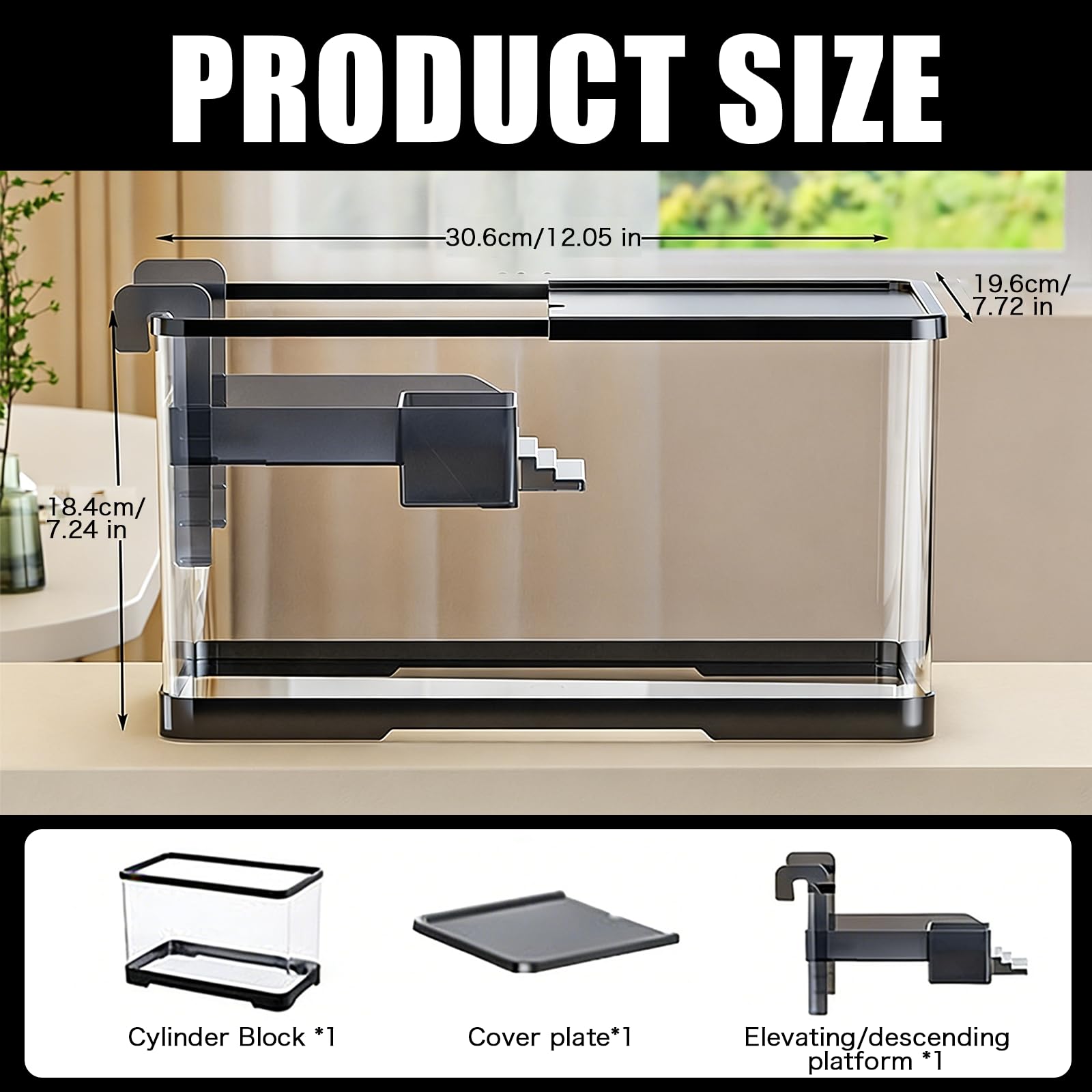 Terrarium Tortue avec Plateforme de Repos et Lampe, Aquarium Tortue Deau avec Plateforme de Repos Suspendue, Petit Terrariums pour Tortues avec Couvercle, Turtle Tank pour Reptiles Amphibiens