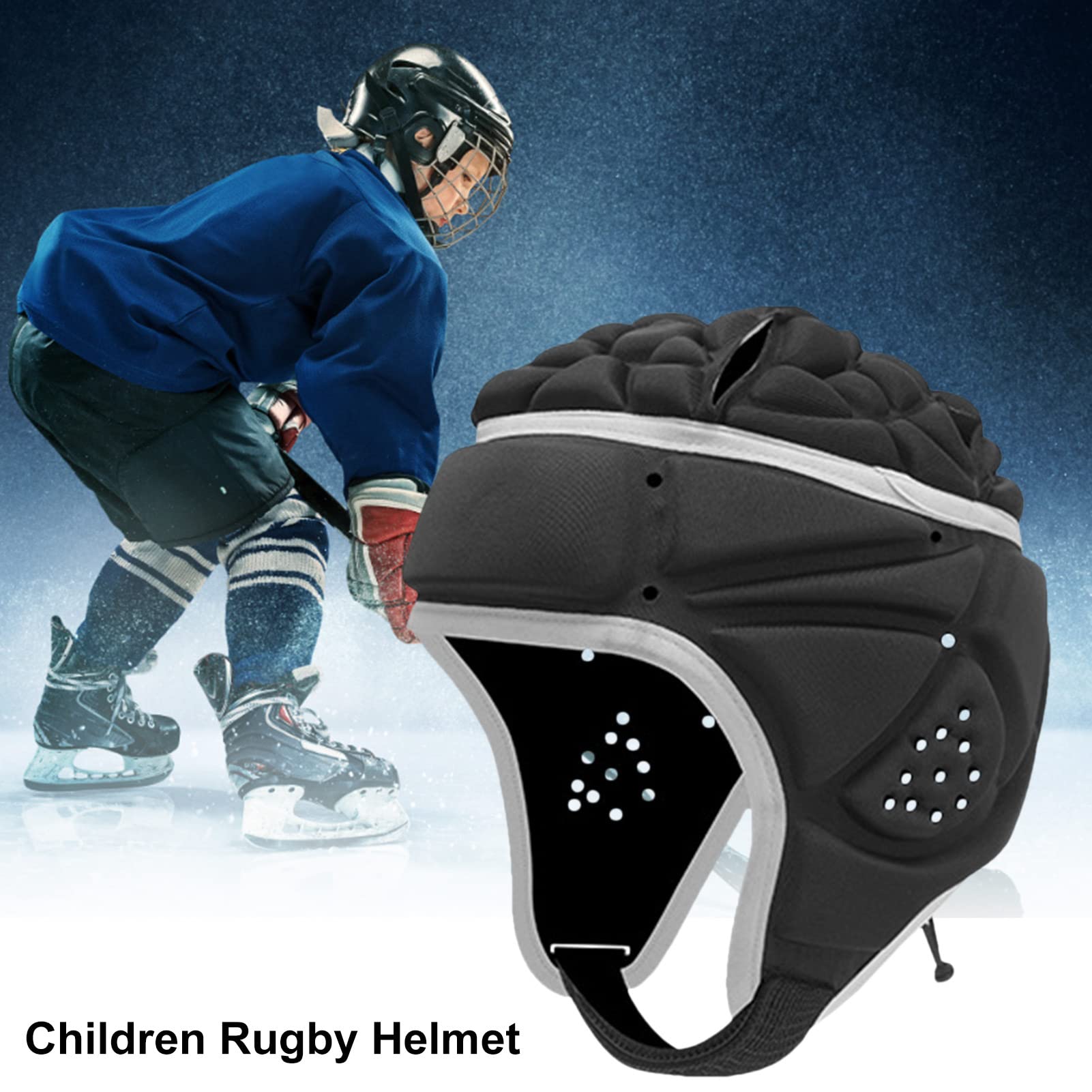 Casque De Rugby Pour Enfant 6-13 Ans – Coque Souple, Léger, Respirant, Motif Dinosaure, Mentonnière Réglable
