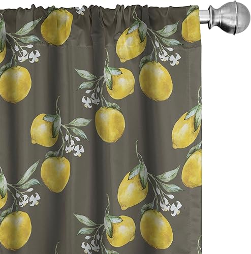 Miniatura 29 de Ambesonne - Cortinas de ventana de los 90, tema de los 90 con dispositivos de casa de estilo antiguo, patines en línea, zapatos de baile divertidos,